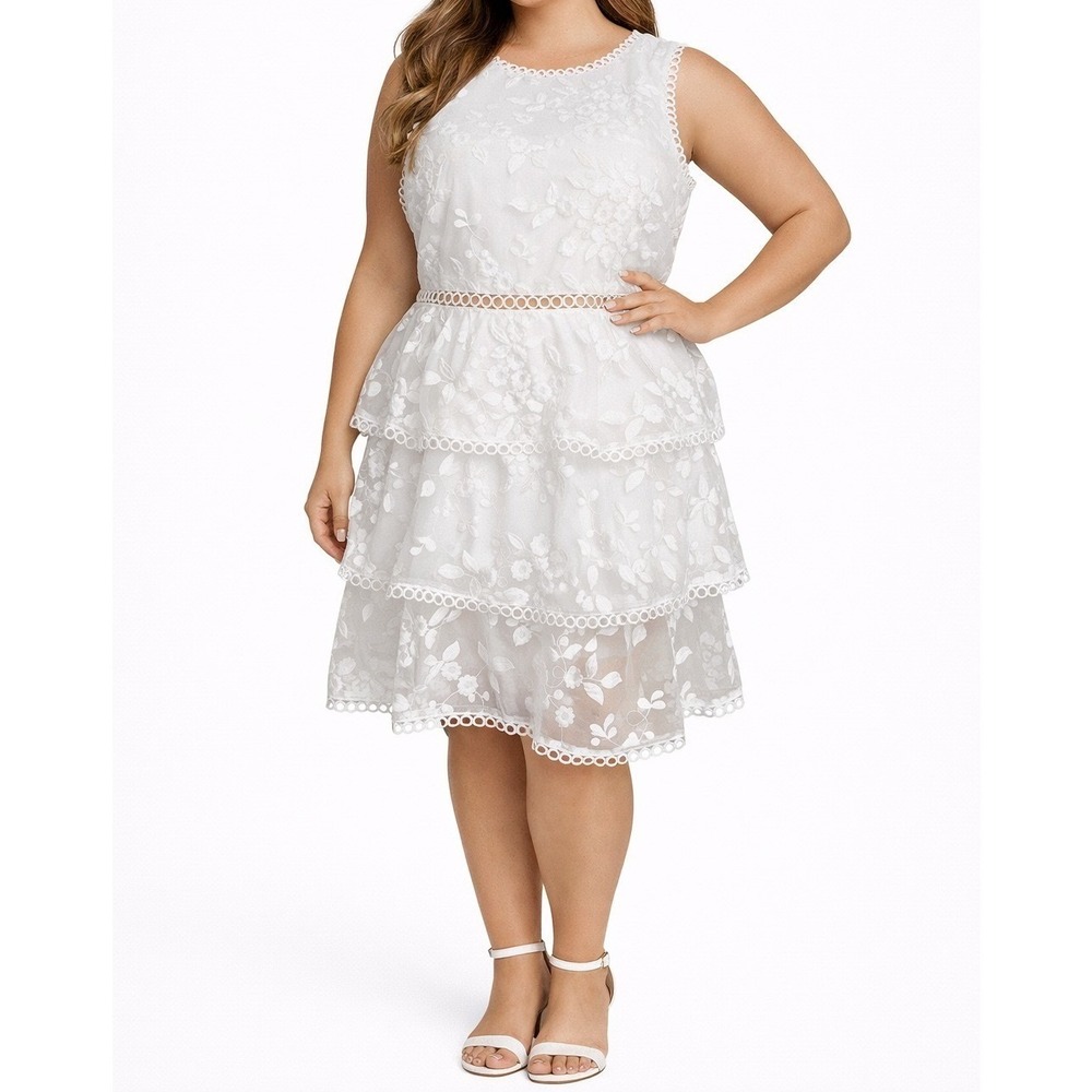 Lulus White Lace Tiered Mini‎ Dress Bridal Shower Engagement Graduation NWT L
